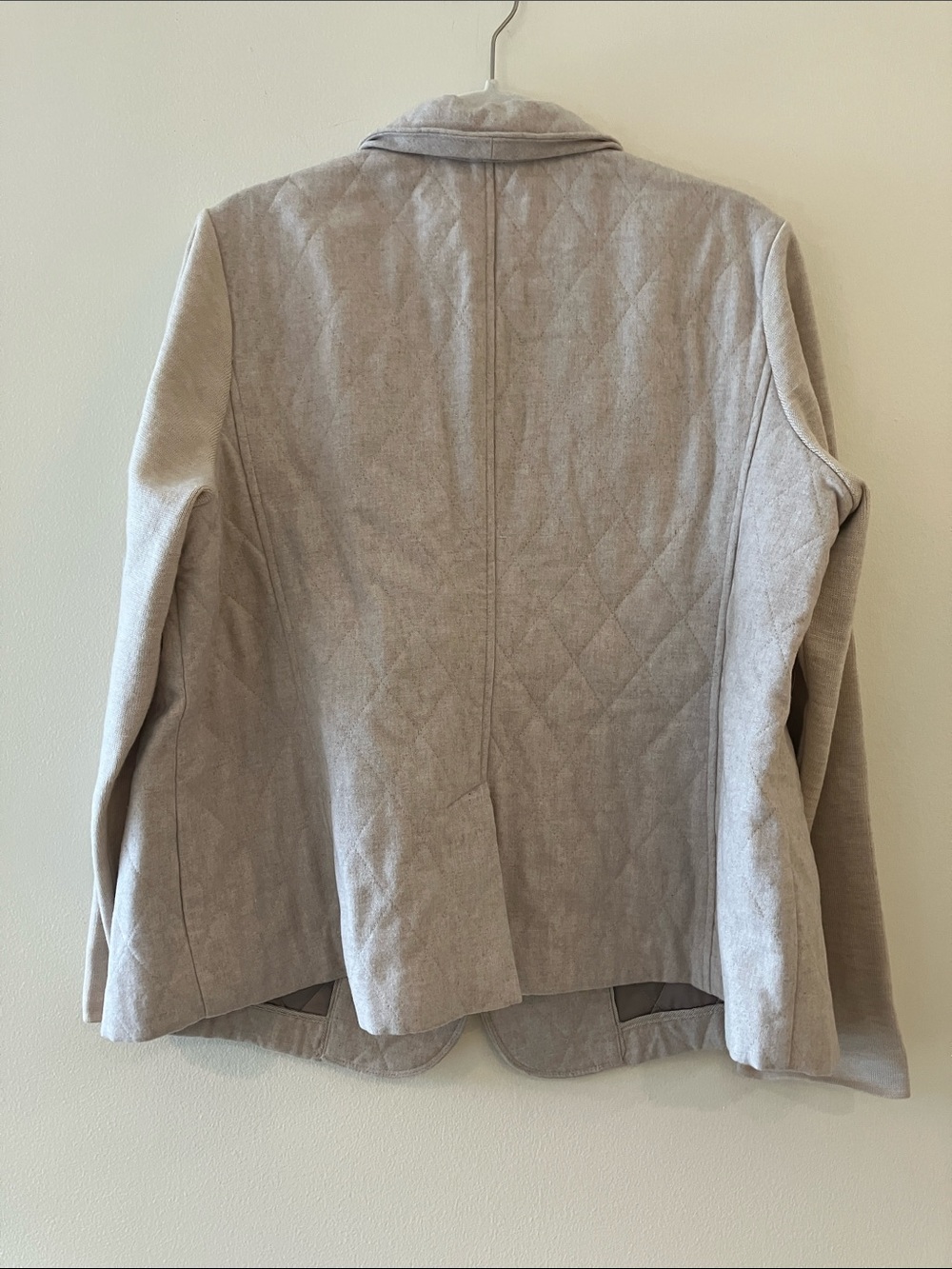Talbots Beige Quilted Wool-Blend Riding Jacket w/ Knit Sleeves Sz 18WP- EUC - Picture 2 of 7